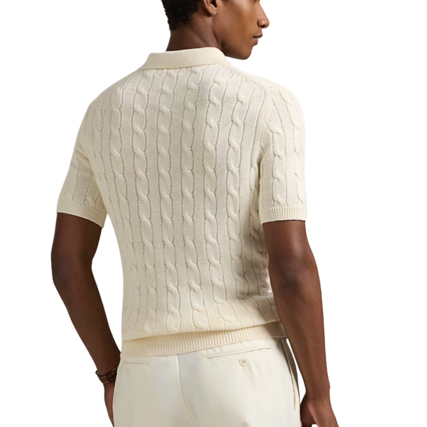 Cable-Knit Cotton Polo Sweater