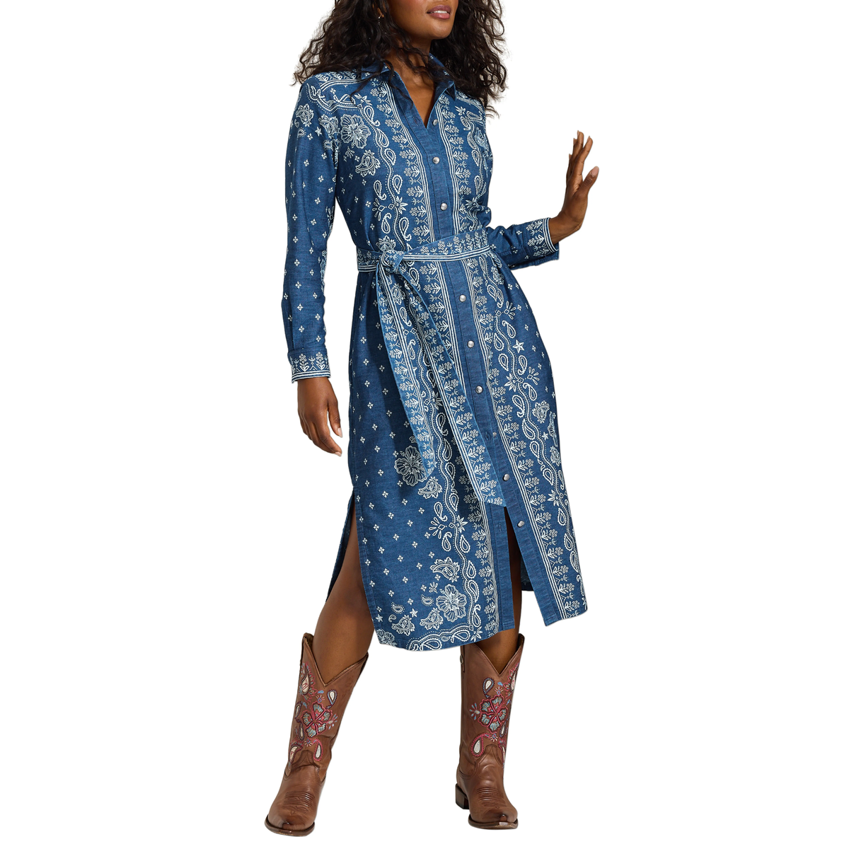 Bandana Bay L/S Midi Shirtdress