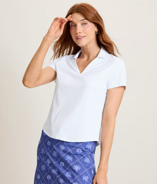 Abby Spread Collar SS Polo Top