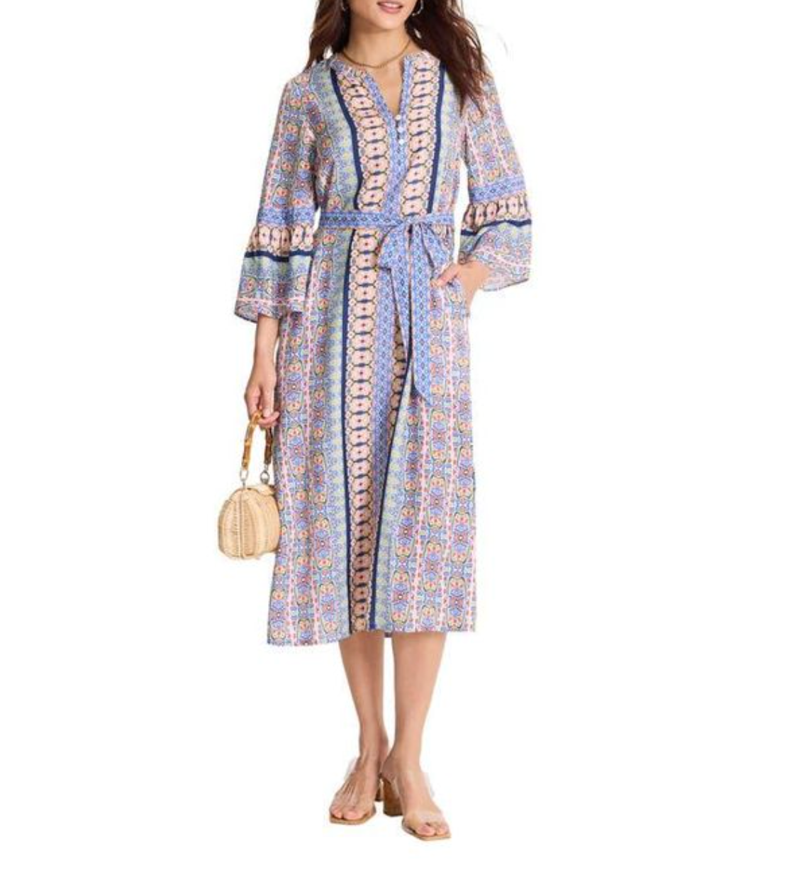 Mosaic Cove LS Midi Dress