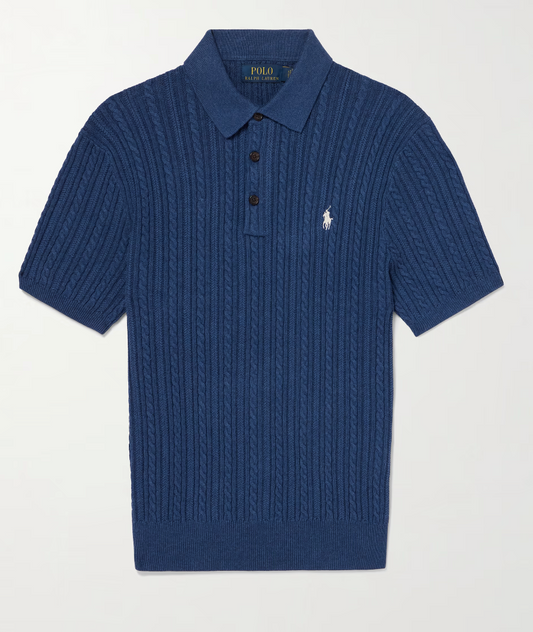 Cable-Knit Cotton Polo Shirt