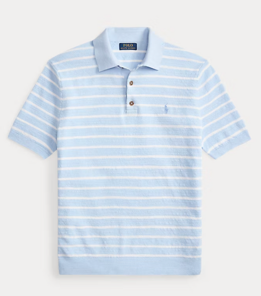 Striped Cotton-Linen Polo Shirt
