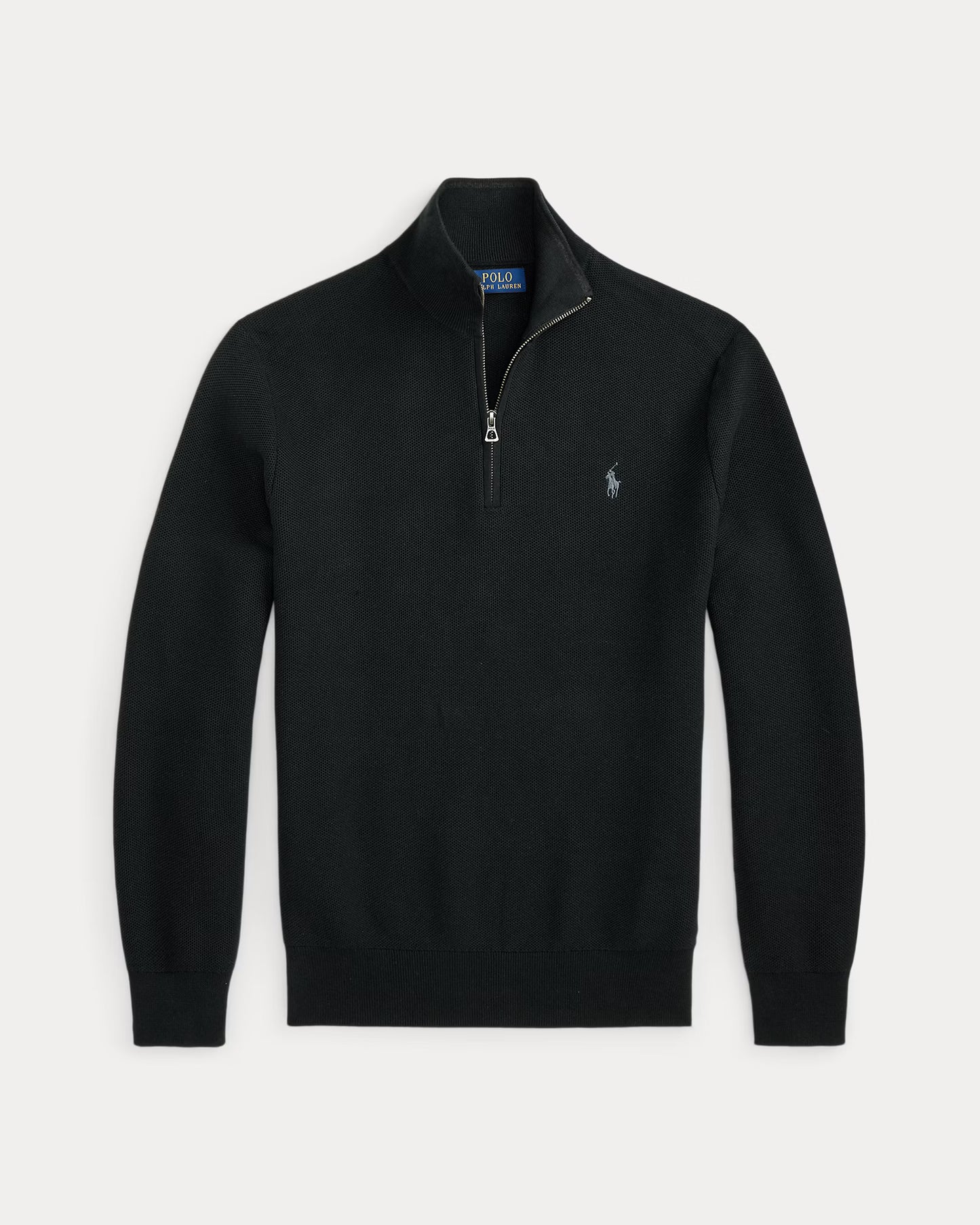 Mesh-Knit Cotton Quarter-Zip Sweater