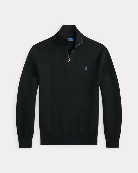 Mesh-Knit Cotton Quarter-Zip Sweater